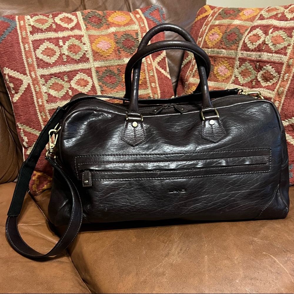 LAND Leather Large Bag Overnight Travel Duffel - Picture 1 of 14